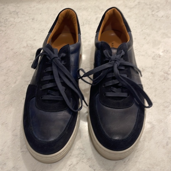 Magnanni Shoes, Navy Leather and Suede Sneakers, size 9 - Picture 6 of 10